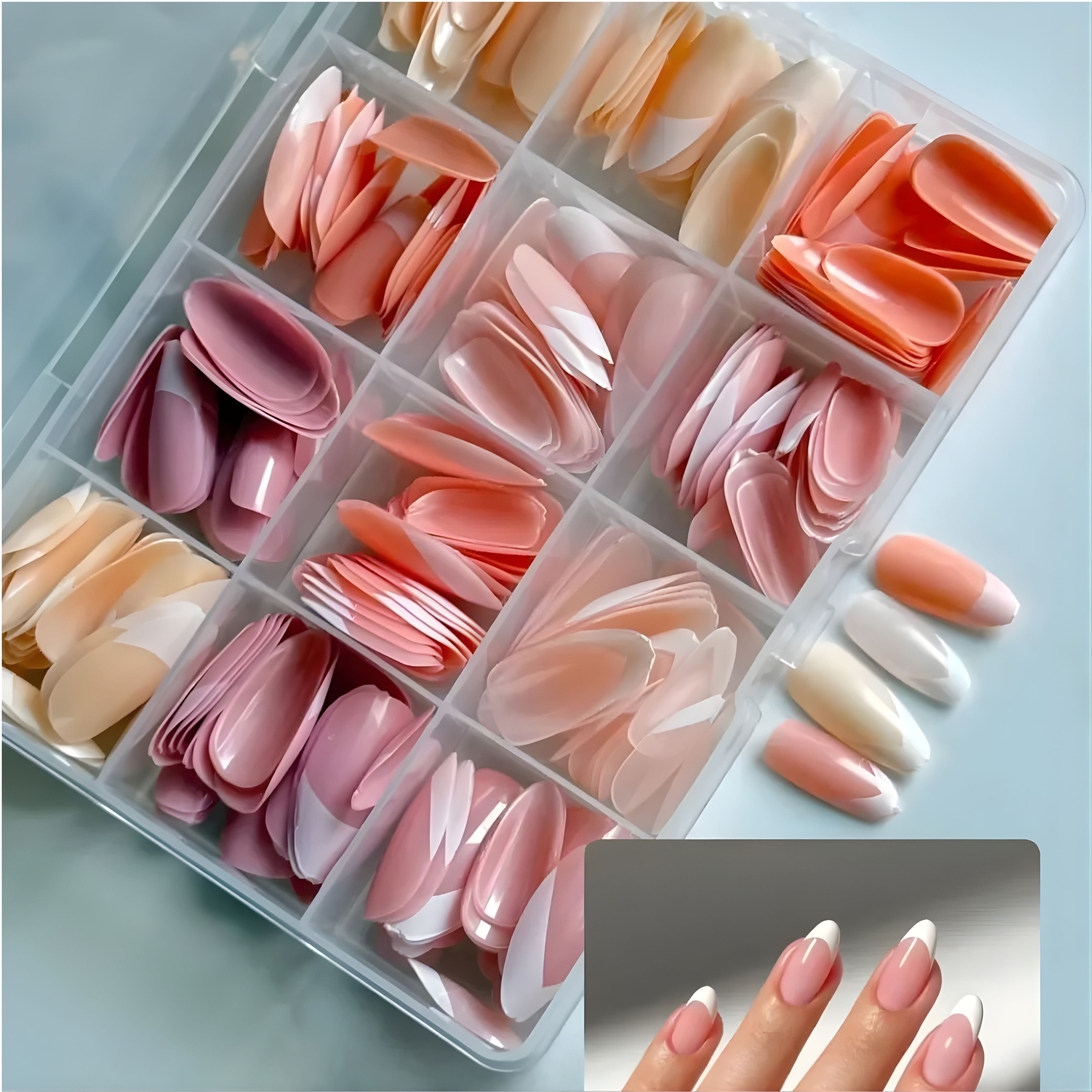 144 Pcs Multicolor False Nails Set β Stylish Press-On Nails for Daily & Party Wear